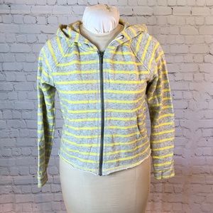 Gap Full Zip Hoodie Yellow Gray Stripes Small